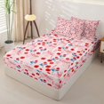 thumbnail image 2 of Erosebridal Poppy Flower Pattern Zipper Queen Comforter Set with Fitted Sheet and 2 Pillowcases,Striped Bow Print Zipper Bedding Set,Light Pink Red,Pink Reversible, 2 of 6