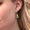 thumbnail image 2 of Gem Stone King 18K Rose Gold Plated Silver Green Peridot and White Moissanite Dangle Earrings for Women (6.54 Cttw, Gemstone August Birthstone, Oval 10X8MM, Trillion 5MM), 2 of 4