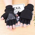 thumbnail image 3 of Dosaele Insulated Warm Polar Fleece Convertible Mittens Flap Cover Fingerless Gloves, 3 of 19