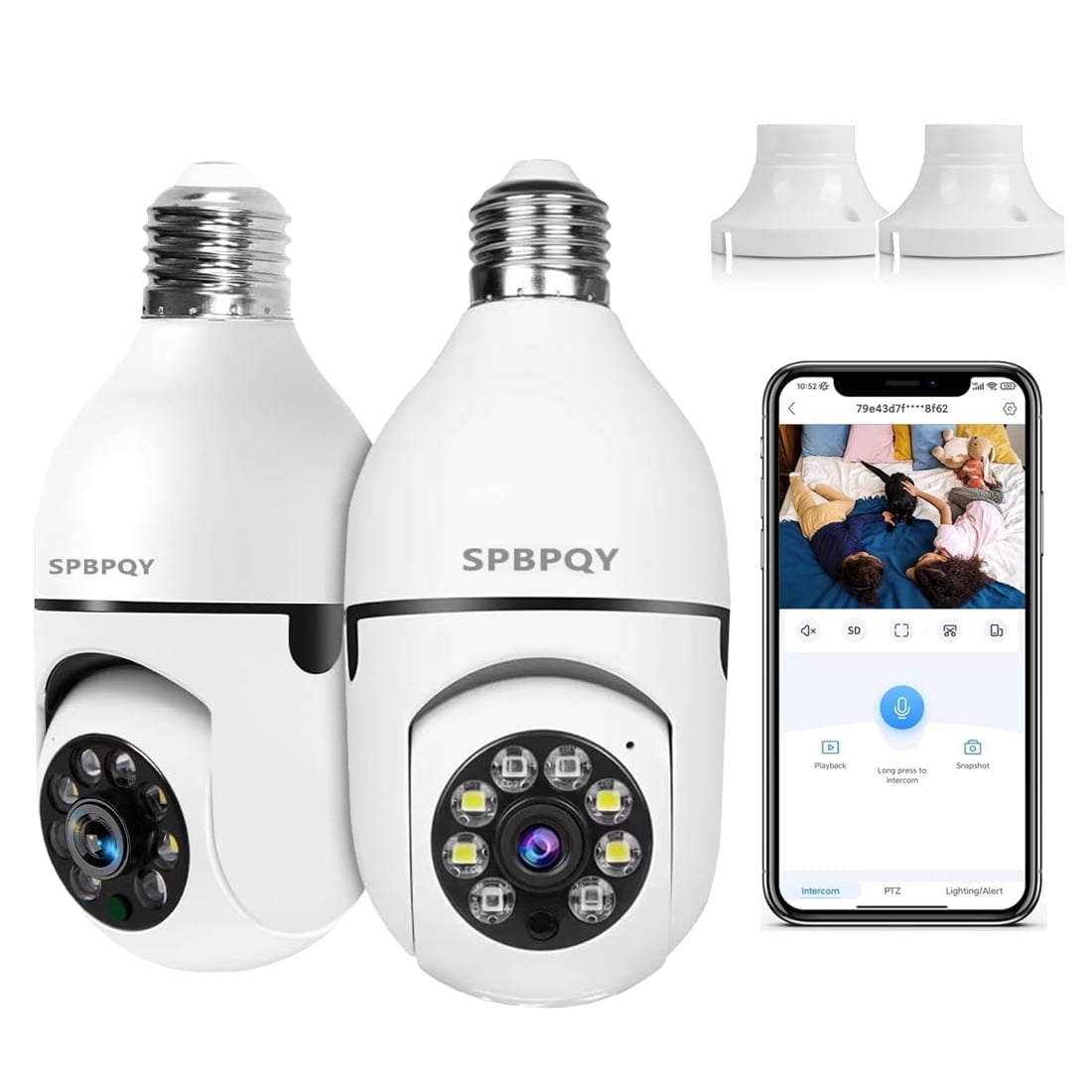 Light Bulb Camera, 2 Pack Security Camera 1080p, 360 Surveillance Camera (2.4GHz WiFi)