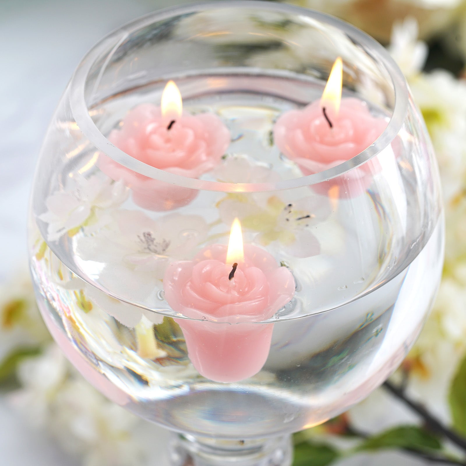 Floating Jasmine Flower Candles Pack of 4-3 Colours Decor Wedding Events 