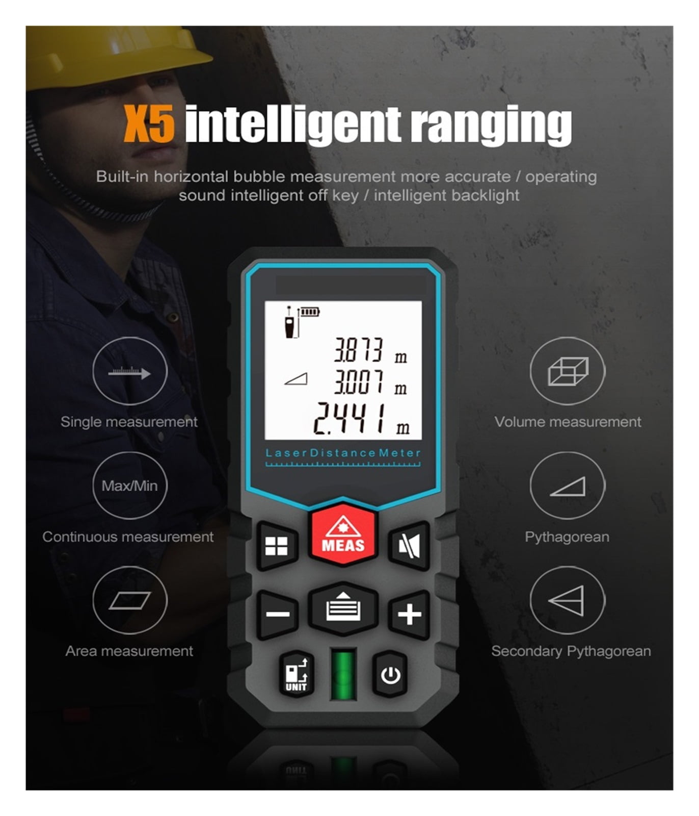 Mini Ranfinder Digital Distance Meter Tape Measure Diastimeter Tool 100M/80M/60M-40M Ranfinder