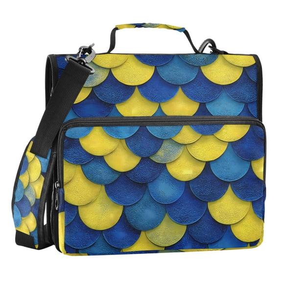 ALAZA Zipper Binder Scale Blue and Yellow 3 Ring Trapper Keeper File Folder Organizer Bag