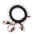 thumbnail image 2 of Coletero con lazo de perlas sintéticas para el pelo, accesorio elegante para el pelo para mujer y niña, regalo, estampado de leopardo color café, 2 of 14
