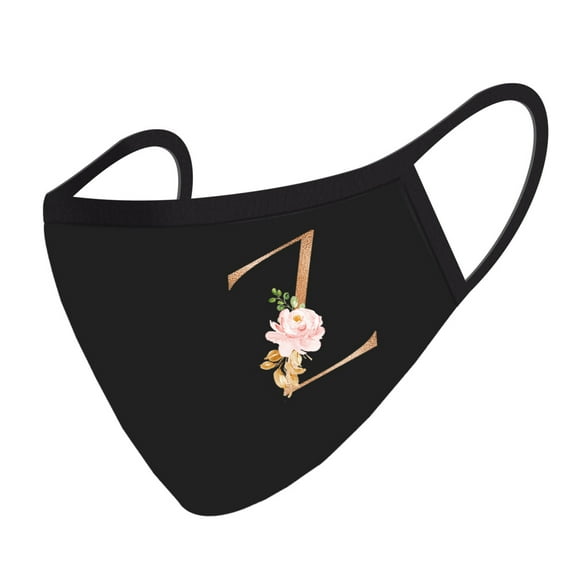Koyal Wholesale Wedding Face Mask, Black Pink Floral Monogram Z, 1 Replaceable PM 2.5 Protection Filter