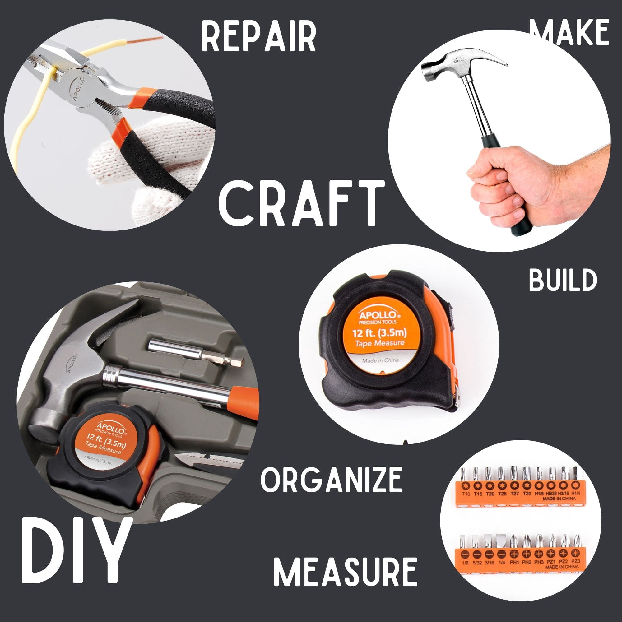 Apollo Tools 39 Piece General Tool Kit - DT9706 ORANGE