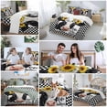 thumbnail image 6 of Life Is Better on The Farm Twin Size Comforter Set, Rustic Cow Sunflower Black White Plaid Bedding for All Seasons, 4 Pcs Bed Set, 1 Quiltcover (68"x86") ,1Sheet(67"x116"), 2Pillowcases (30"x20"), 6 of 9