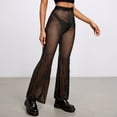 thumbnail image 5 of EDFBUYKRS Womens Pants Suits Dressy Women's Trousers Long Trousers Flared Trousers Made of Mesh and Rhinestones High Waisted Trousers Sequins Ventilated Casual Style Carnival Party L, 5 of 9