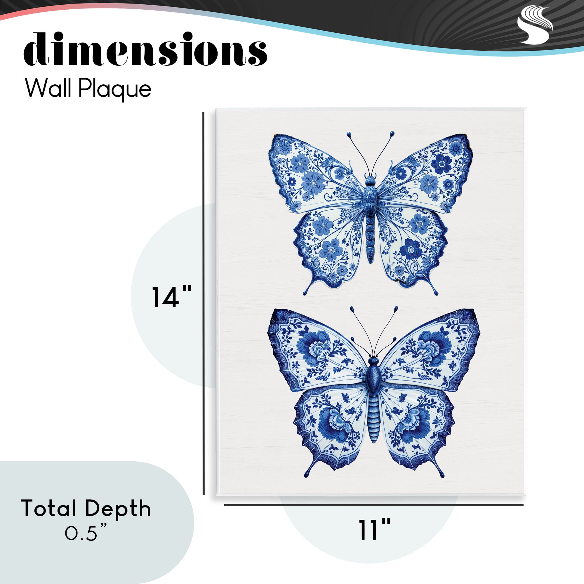 Ornate Toile Pattern Butterflies Wall Plaque Art, design by Lettered and Lined