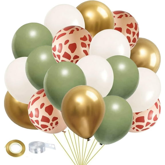 Sage Green Gold White Party Balloons, 50Pcs Sage Green and Gold Confetti Party Balloons For Birthday Baby Shower Engagement Wedding Anniversary Party Decorations