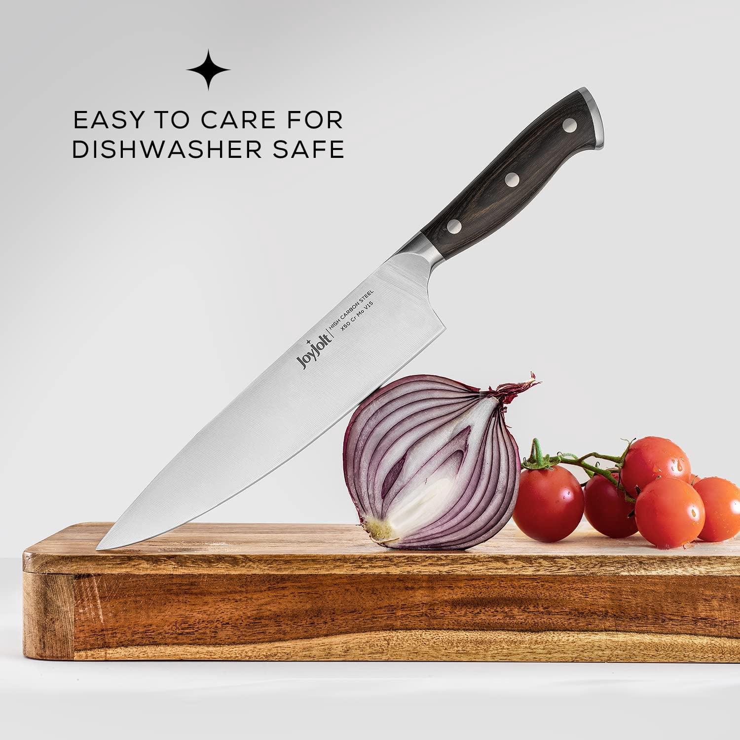 JoyJolt 8-in Chef Knife High Carbon Steel Kitchen Knife