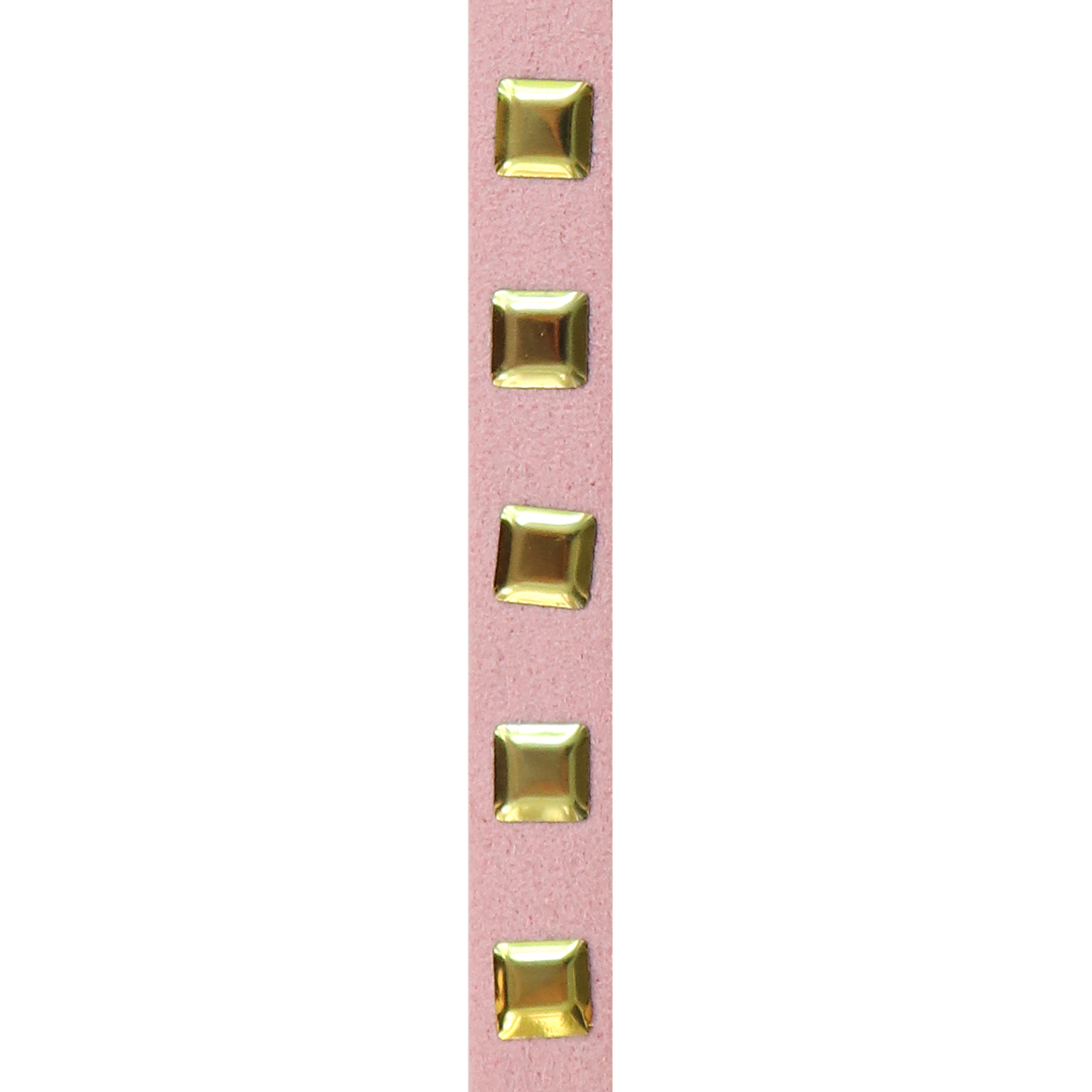 Gwen Studios Pink Faux Leather Metal Studded Trim, Gold Metal Studs, 5/16" x 2 Yards