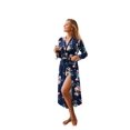 thumbnail image 5 of Ekouaer Women Kimono Robes Full Length Knit Bathrobe Lightweight Soft Sleepwear V-neck Casual Ladies Loungewear, 5 of 6