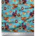 thumbnail image 1 of Soimoi Velvet Fabric Floral,Cock & Hen Bird Fabric Prints by Yard 58 Inch Wide, 1 of 1