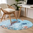 thumbnail image 5 of Blue Coastal Jellyfish Large Area Rugs for Bedroom Living Room, Soft Non Slip Carpet Bedside Rug, Summer Beach Starfish Botanical Round Floor Cover Kitchen Accent Rug 3' for Dining Room/Office, 5 of 9