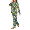 thumbnail image 3 of FOR U DESIGNS Flower Lemon Womens 2 Piece Button Up Pajama Sets Button Down Nightwear Size XS Sleepwear Long Sleeve Pants and V-neck Tops for Women Pjs Winter, 3 of 7