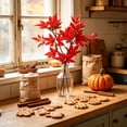 thumbnail image 5 of 2 Pack Orange Red Artificial Maple Leaf Stems, Fade Resistant Full Bushy Shape Bendable No Maintenance Foliage, Halloween Fall Vase Filler for Table Centerpiece Thanksgiving Home Decor, 5 of 6