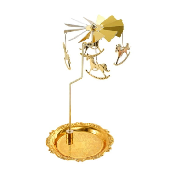 yotijay Rotating Candle Holder Candelabra for Candle Lover Wedding Table Centerpiece Gold 6inch