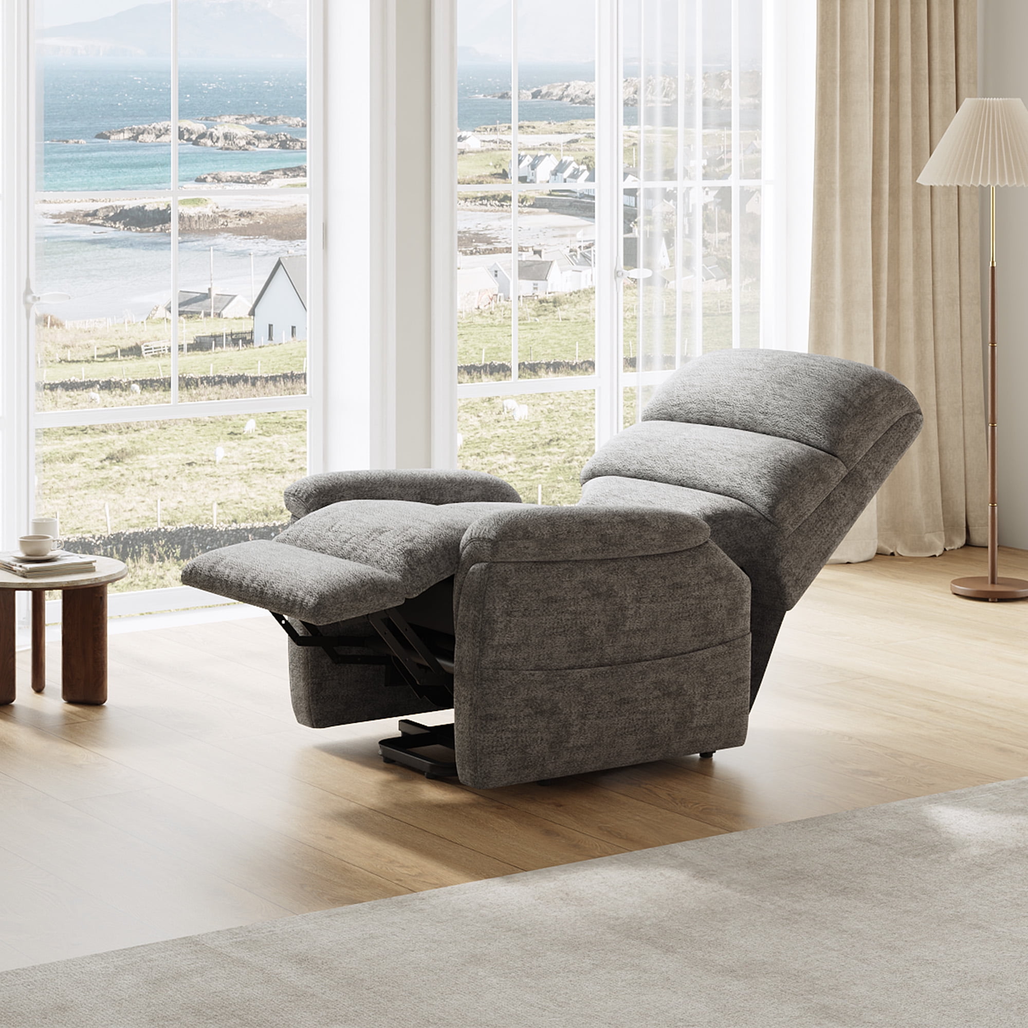 COLAMY Power Lift Recliner Chair for Elderly, Electric Massage and Heat Sofa with Lift Assistance, 20W USB and Type-C Fast Charging, Dark Grey