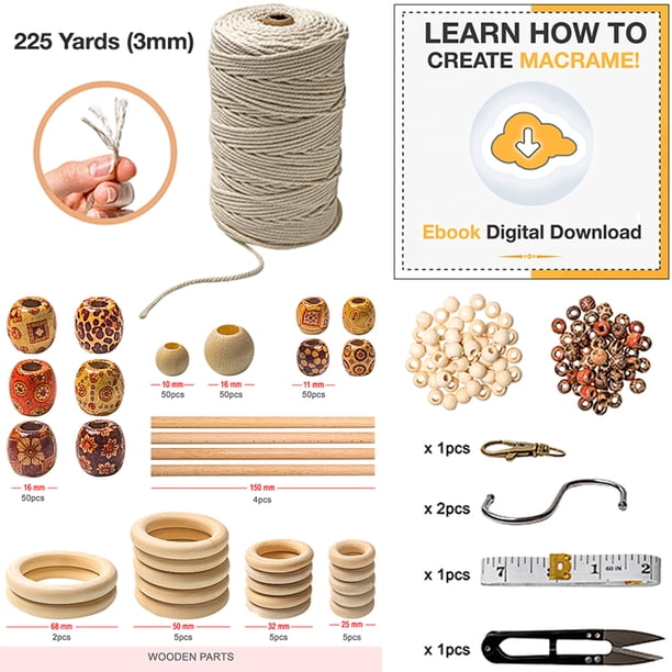 Suo Long Beginners Macrame Kit For Adults,Featuring 3Mm Cord,Wooden Beads, Rings,Instruction Book.All Accessories You Need To Make Plant Hanger,Macrame Wall Hanging Adults Craft Suo Long Beginners Macrame Kit For Adults,Featuring 3Mm Cord,Wooden Beads, Rings,Instruction Book.All Accessories You Need To Make Plant Hanger,Macrame Wall Hanging Adults Craft