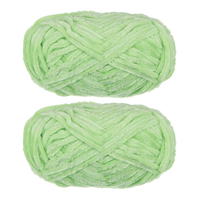 Unique Bargains 2 Pelotes Fil Velours Fil Chenille 87,49 Verges Polyester Fil Doux pour Couverture 2 Pcs Vert Pâle