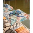 thumbnail image 2 of Fsddascl Coastal Sea Turtle Outdoor Tablecloth - 60x60 Inch Square Dining Table Cover, Rustic Vintage Nautical Starfish Coral Waterproof Outdoor Table Cloth with Umbrella Hole & Zipper for Patio, 2 of 7