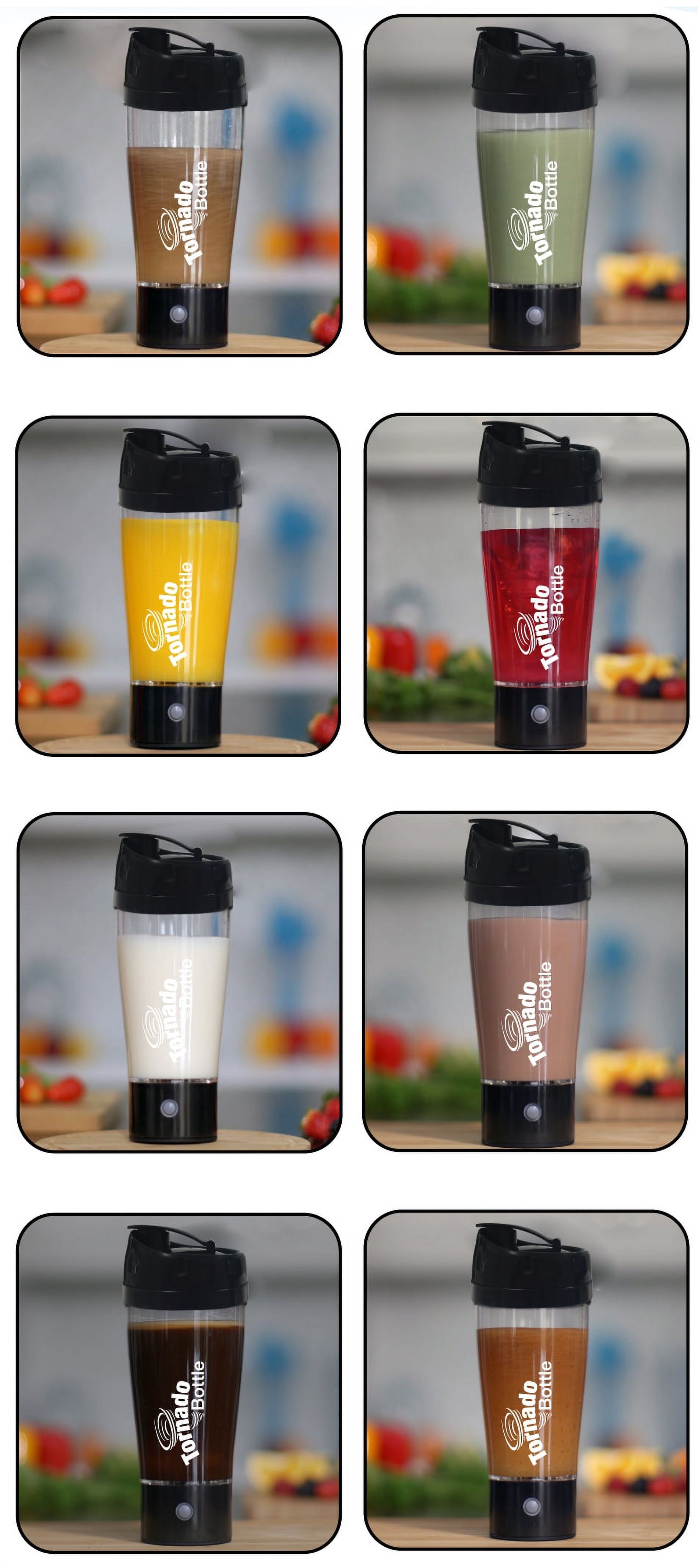 tornado bottle 2.0 vortex mixer, electric protein shaker, battery powered, for sports, outdoors, camping, bpa-free, 20oz, black