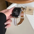 thumbnail image 4 of PU Leather Band for Apple Watch Band 38/40/41/42mm, Diamond Design Slim Dressy Watch Strap with Adjustable Metal Buckle for iWatch Series 10 9 SE 8 7 6 5 4 3 2 1 Women Girls, Whitegold, 4 of 8