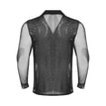 thumbnail image 3 of HULIJA Men Rhinestones V-Neck Long Sleeve Pullover Latin Tango Rumba Dance Shirt Blouse Black S, 3 of 5