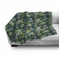 thumbnail image 3 of Orchids Soft Flannel Fleece Throw Blanket, Island Theme Blooms with Palm and Banana Leaf Jungle Rainforest, Cozy Plush for Indoor and Outdoor Use, 50" x 60", Night Blue Fern Green, by Ambesonne, 3 of 6