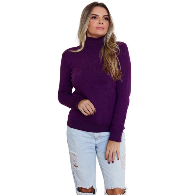 Blusa de Mujer Punto Cuello Alto Cacharrel Básica Elastán Manga Larga Deng Xun unisex