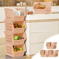 thumbnail image 2 of HBBKVI 3 Piece Stackable Storage Baskets with Wheels, 13.4x9.4x22.4in, ABS Organizer for Kitchen Toys Multifunctional, 2 of 8