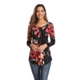 thumbnail image 2 of XCHQRTI Flower Hide Belly Blouses for Women Henley Long Sleeve Shirt Summer Basic Flowy Tunic Blouse Tops, 2 of 7