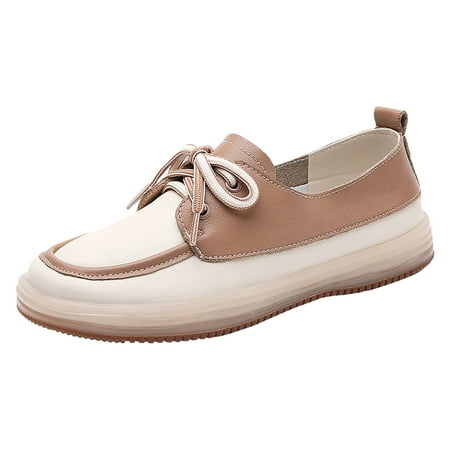 OJSFQUFP Womens Shoes Women Fashion Trend Leather Soft Casual Leather Shoes Women Casual Shoes Work Flats Office Shoes Women Shoes Dressy Comfortable Brown 37