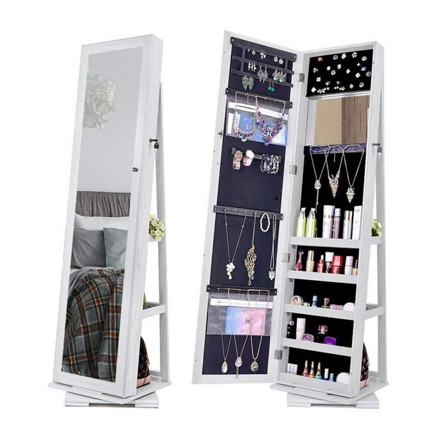 Glam 360 Degree Rotatable Jewelry, Full Size Mirror Jewelry Armoire
