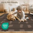 thumbnail image 4 of ODIKA 6'x9' Brown Modern Abstract Geometric Block Washable Area Rug Contemporary Minimalist Grid Layout with Irregular for Dining Room, Under Table, Office Décor, Non-Slip Chair-Friendly, 4 of 7