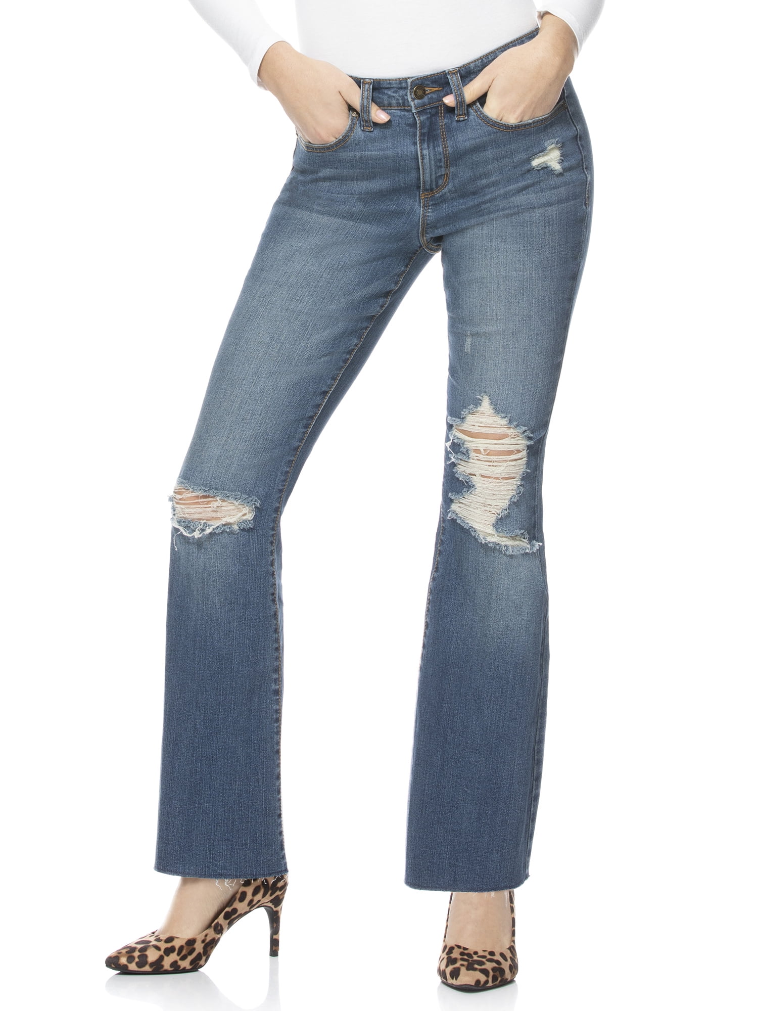 destroyed flare jeans womens