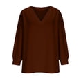 thumbnail image 3 of AOOCHASLIY Women's Casual V-neck Long-sleeved Pullover Loose T-shirt Top, 3 of 6