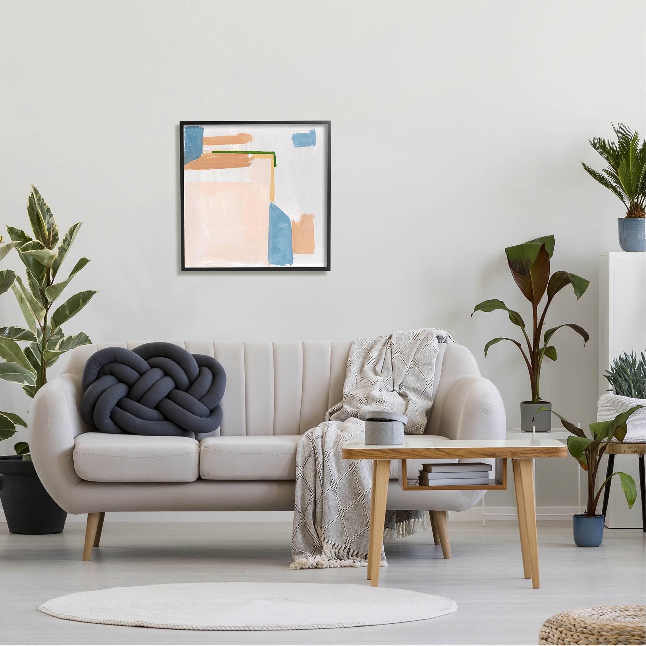Geometric Contemporary Shapes Abstract Painting Black Framed Art Print Wall Art