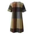 thumbnail image 4 of B91xZ Robes d'Été pour Femmes Col en V Profond Manches Courtes à Volants Couleur Unie Mini Robe, Marron TTTG, 4 of 5