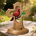 thumbnail image 6 of 2PCS Handcrafted Cardinal Cross Ornament, Red Birds Decoration Easter Ornaments, Wooden Memorial Gift with Crimson Cardinal ranch Design for Bereavement Sympathy for Home, Office, or Church Decor, 6 of 6