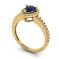 thumbnail image 2 of Solitaire with Accents Engagement Ring for Women - 0.755ct Simulated Blue Sapphire in 14K Yellow Gold Promise Ring, 2 of 6