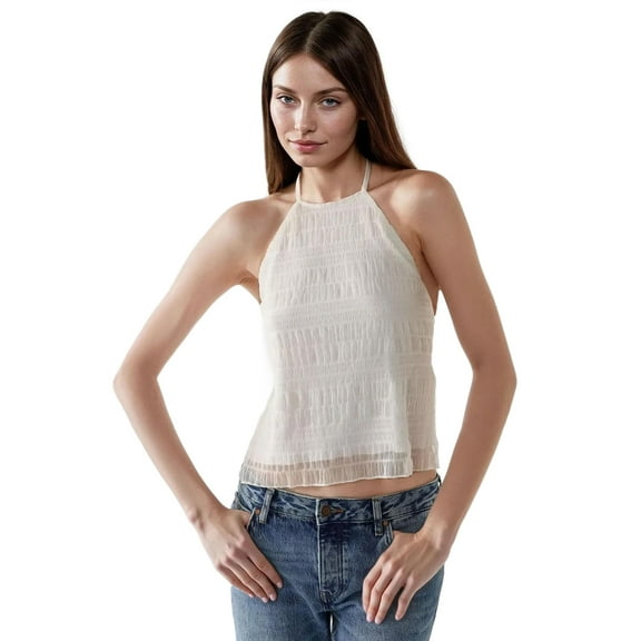Textured Halter Neck Fitted Top