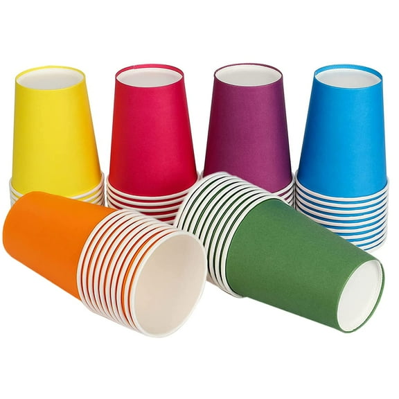 60 Pcs Disposable Paper Cups Party Cups, 9 Ounce Multicolor Drinking Cups Biodegradable