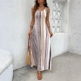 thumbnail image 5 of CIENVNSTG Summer Dresses for Women 2026 U Neck Sleeveless Casual Midi Dress Striped Printed Beach Vacation Sundresses with Pockets Beige XL, 5 of 5