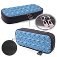 thumbnail image 4 of Lsque Blue Fish Printed Big Capacity PU Leather Pencil Case Large Pencil Pouch Stationery Pen Bag Pencil Holder for Teen, 4 of 6