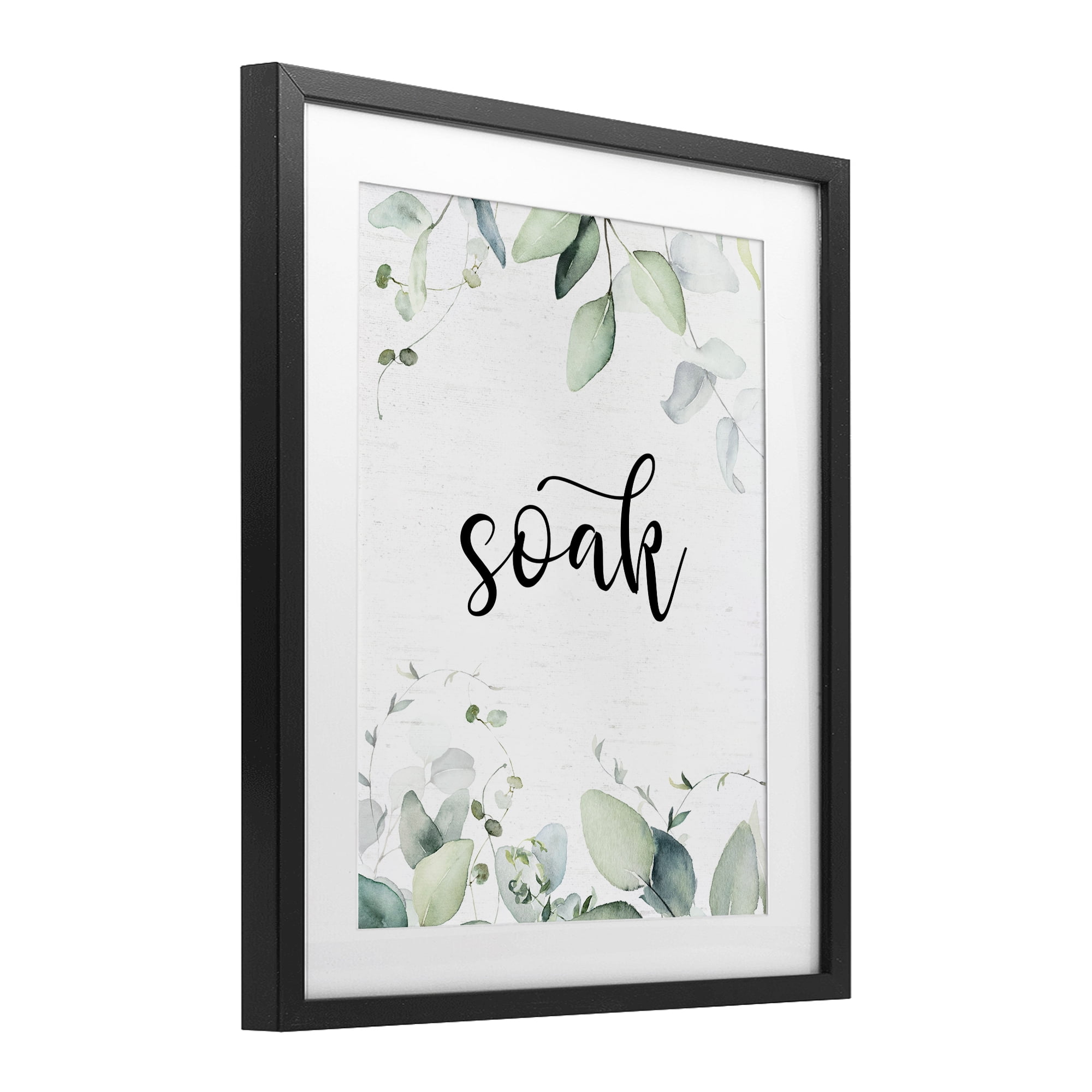 Soak Leafy Herbs Black Framed Print Under Glass, design by Lettered and Lined