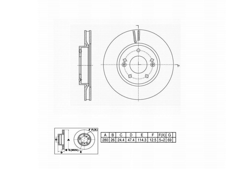 UltraHC Coated High Carbon Brake Rotor, Front UR003235, Kia Forte 2013-2010