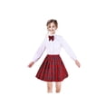 thumbnail image 1 of 3 Pieces School Uniform Girls White Shirt Skirt Collar Bow Tie 13-14 Years, 1 of 6