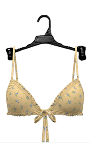 No Boundaries Femme Floral Print Triangle Bikini Top with Lettuce Edge, Women’s XXS-XXL